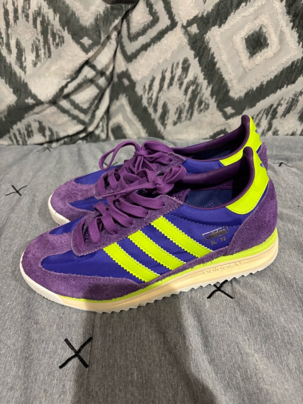 adidas Purple Sneakers with Neon Yellow Accents - Picture 2 of 5
